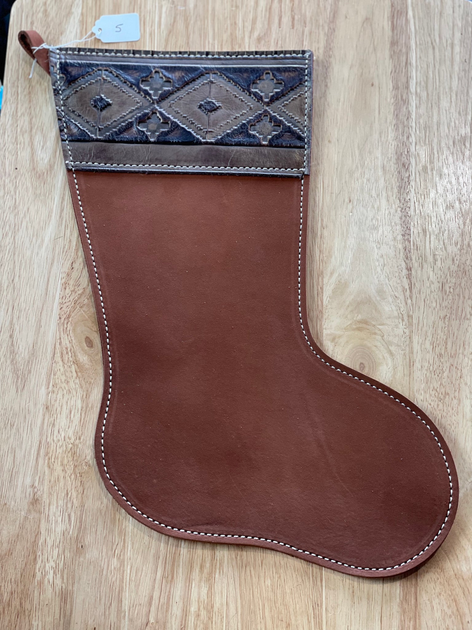 Cowhide and Leather Christmas Stocking #5