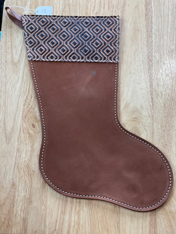 Cowhide and Leather Christmas Stocking #12