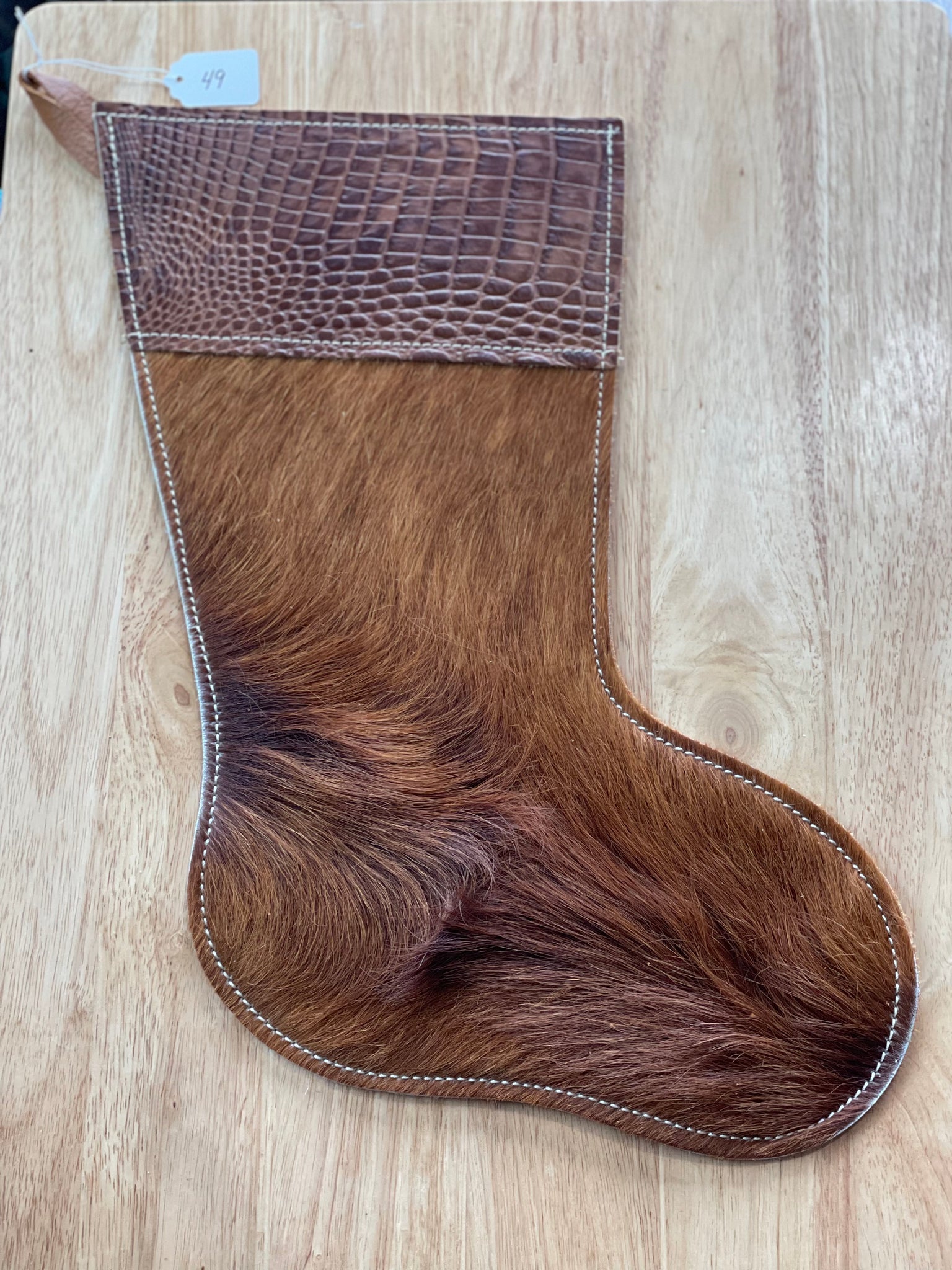 Cowhide and Leather Christmas Stocking #49