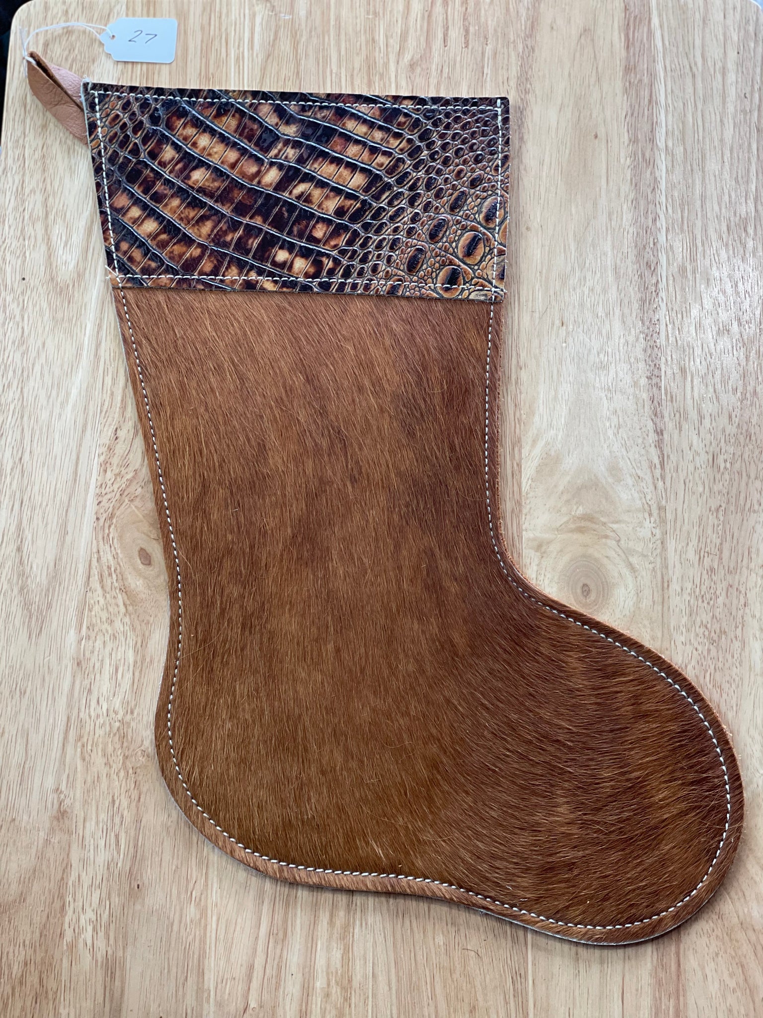 Cowhide and Leather Christmas Stocking #27