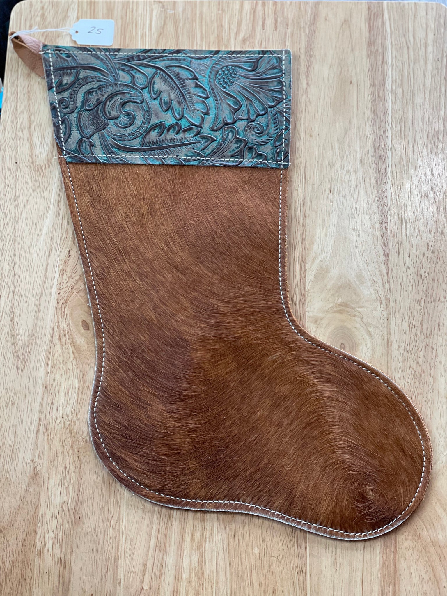 Cowhide and Leather Christmas Stocking #25