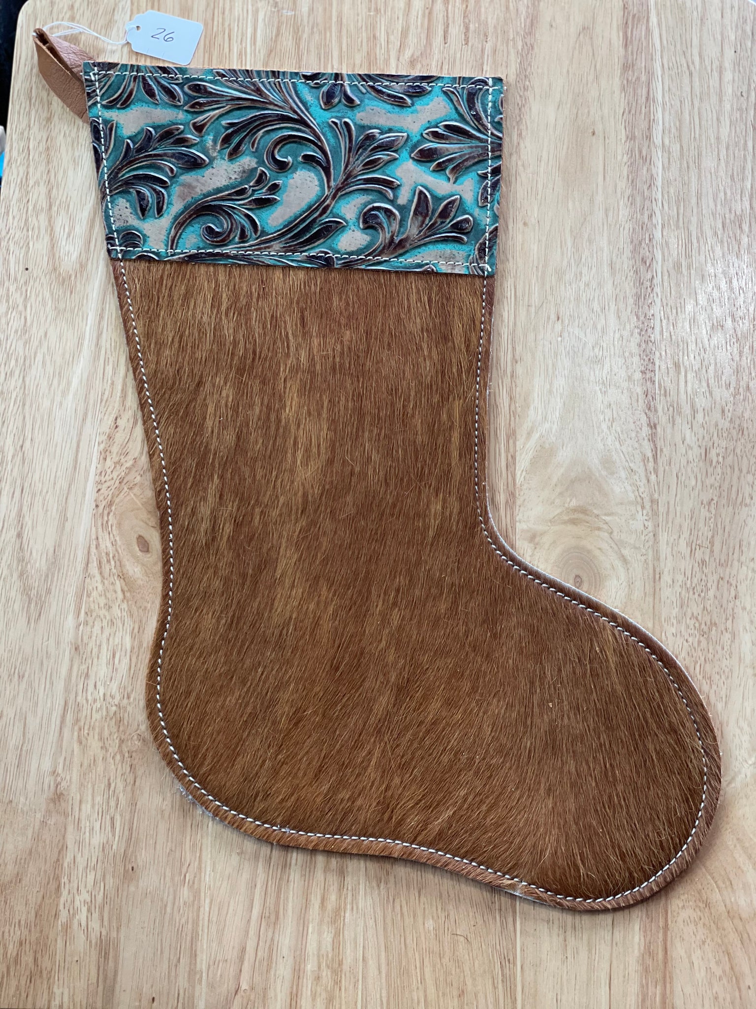 Cowhide and Leather Christmas Stocking #26