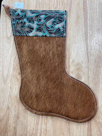 Cowhide and Leather Christmas Stocking #35