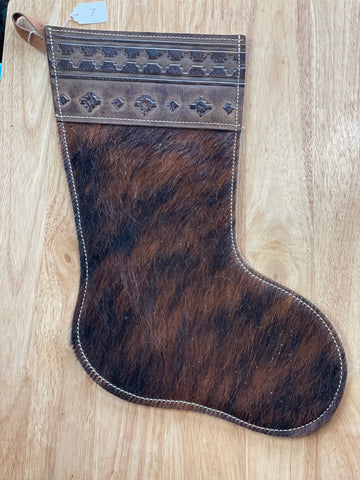 Cowhide and Leather Christmas Stocking #7