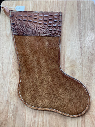 Cowhide and Leather Christmas Stocking #51