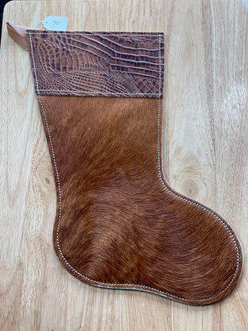 Cowhide and Leather Christmas Stocking #50