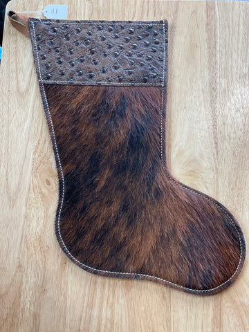 Cowhide and Leather Christmas Stocking #11