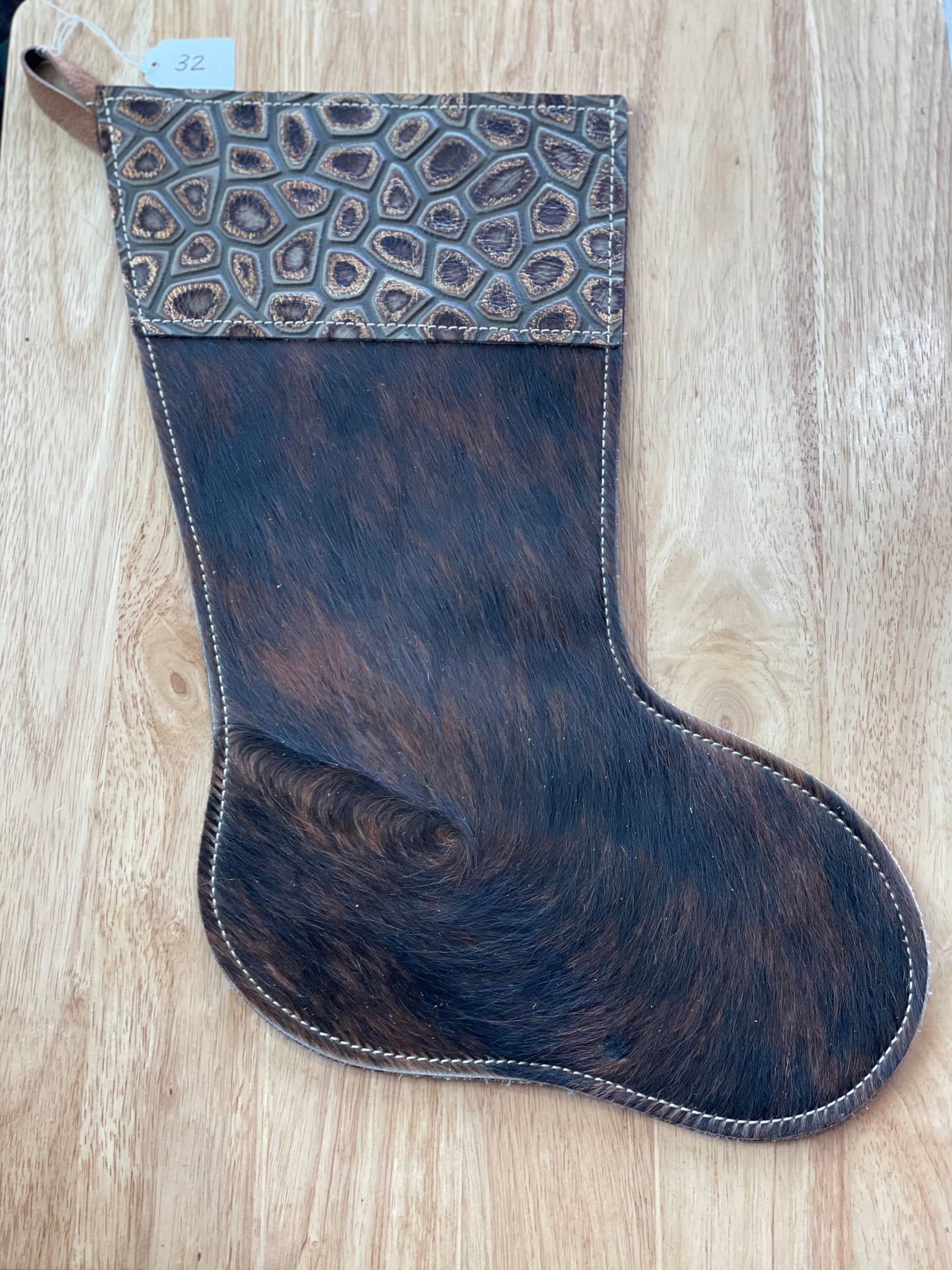 Cowhide and Leather Christmas Stocking #32