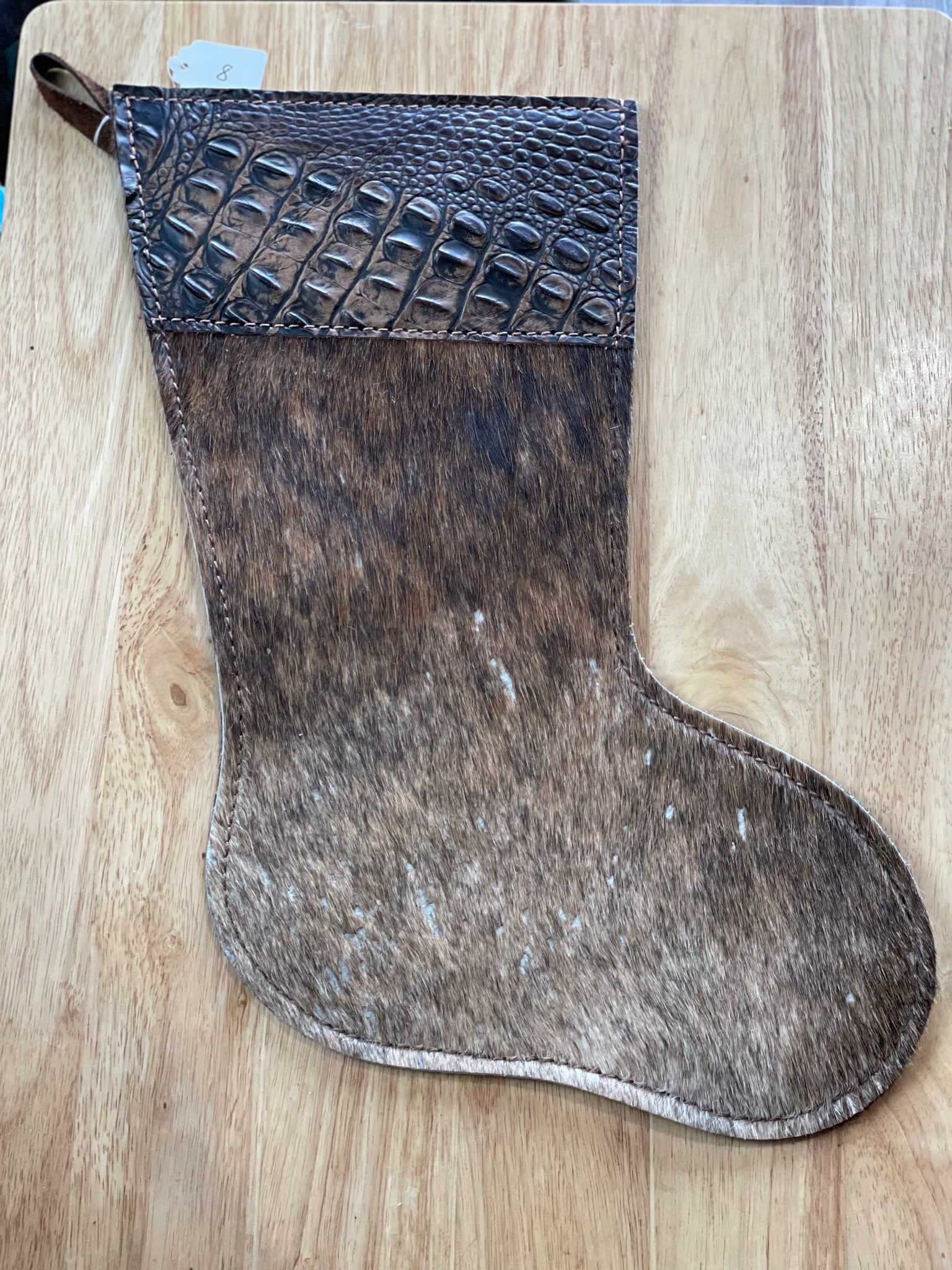 Cowhide and Leather Christmas Stocking #8