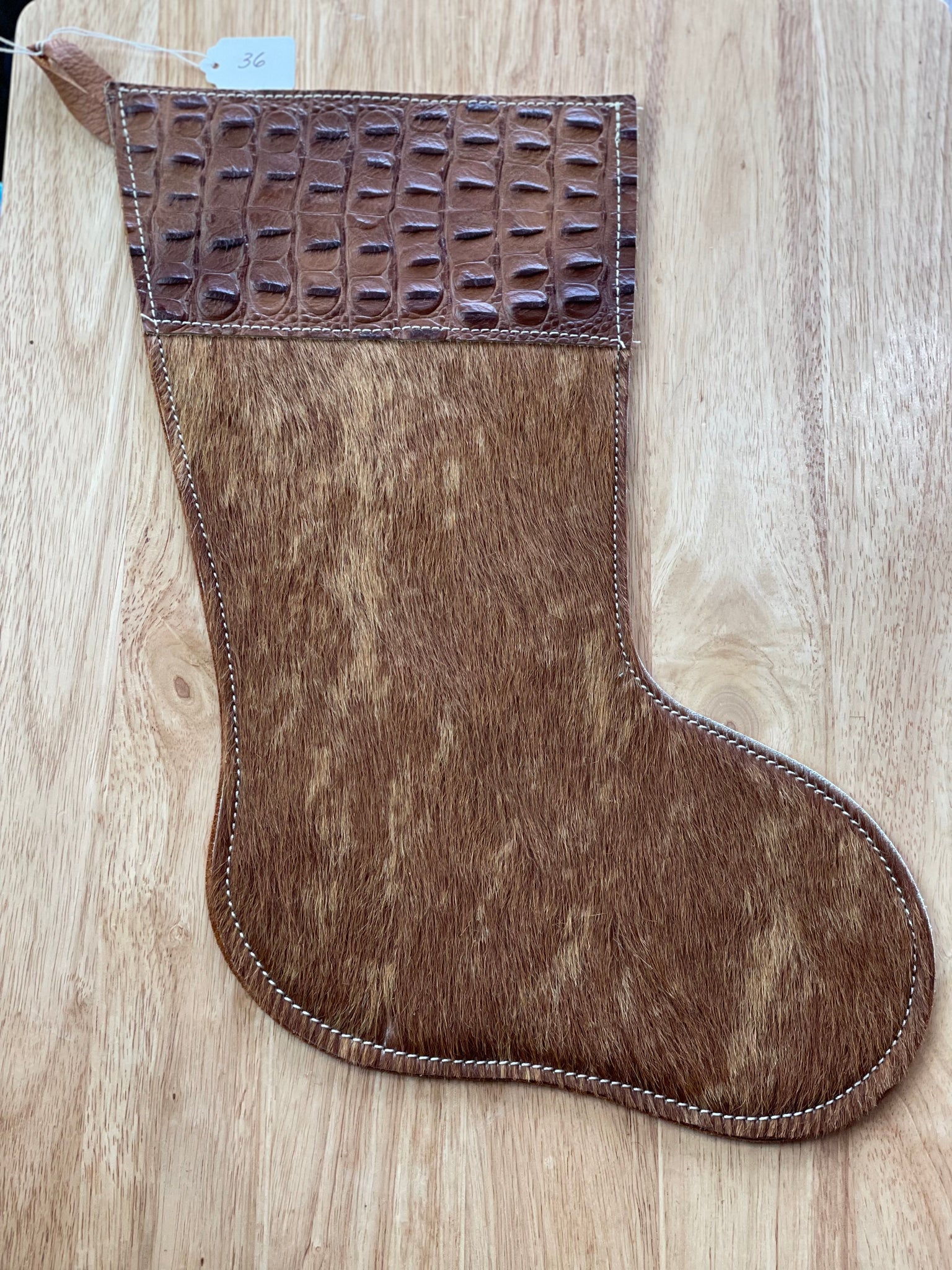 Cowhide and Leather Christmas Stocking #36