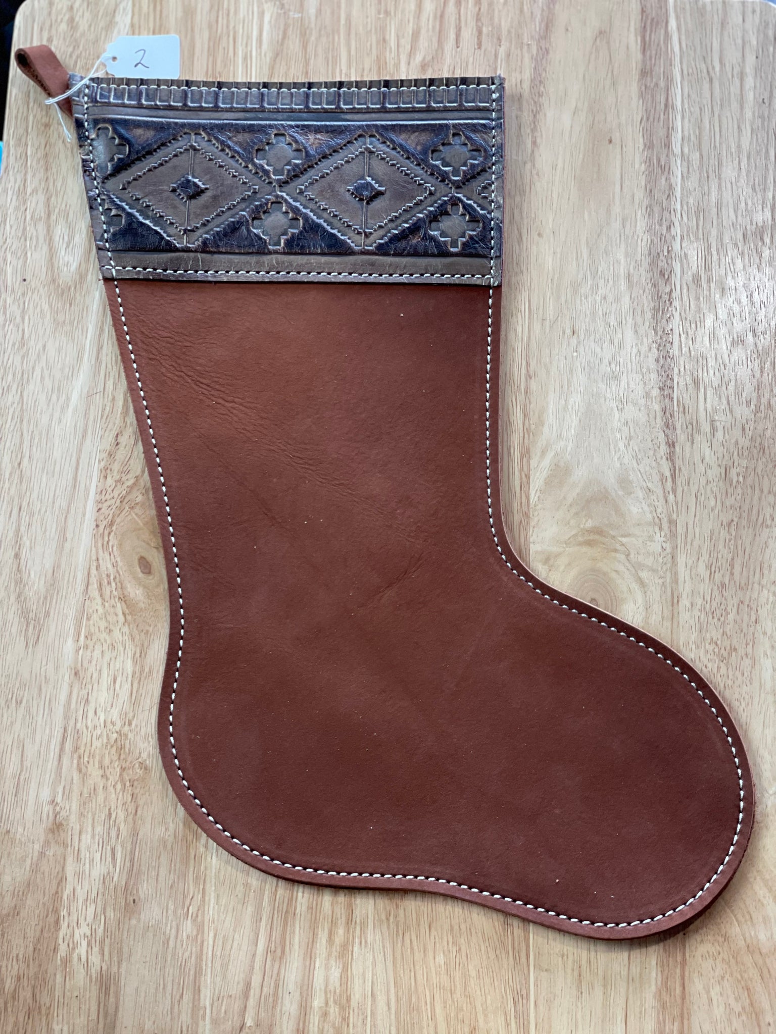 Cowhide and Leather Christmas Stocking #2