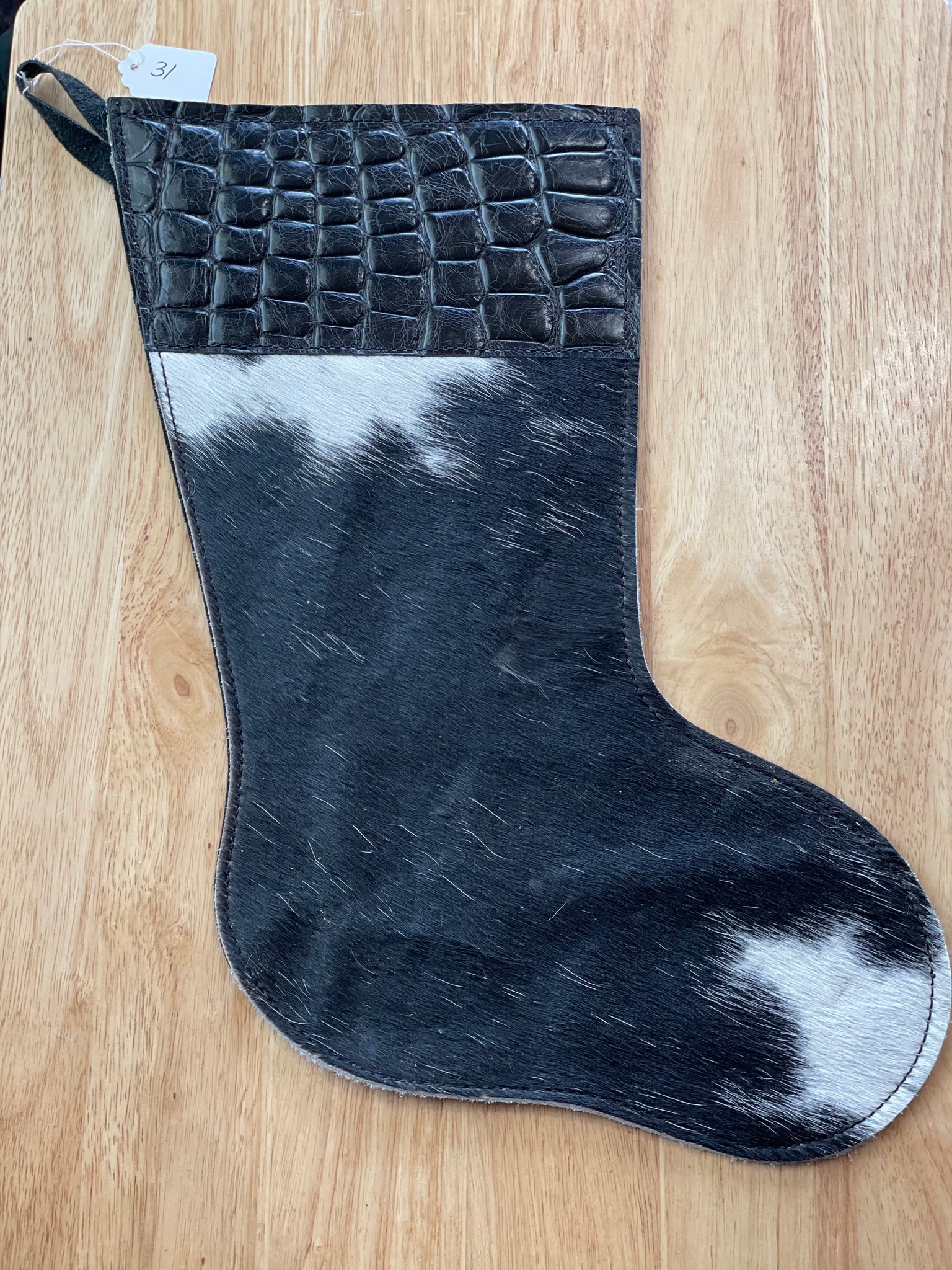 Cowhide and Leather Christmas Stocking #31