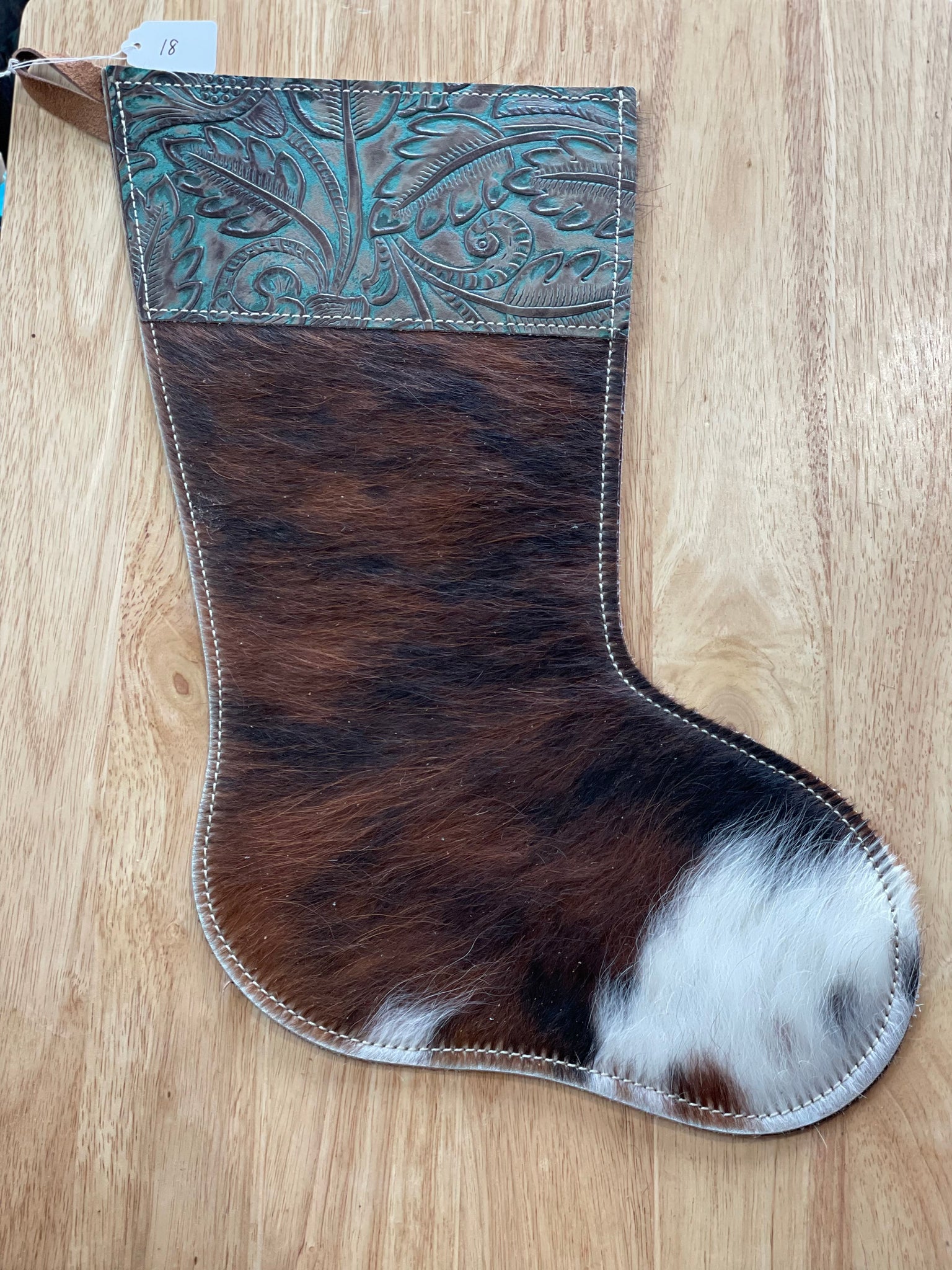 Cowhide and Leather Christmas Stocking #18