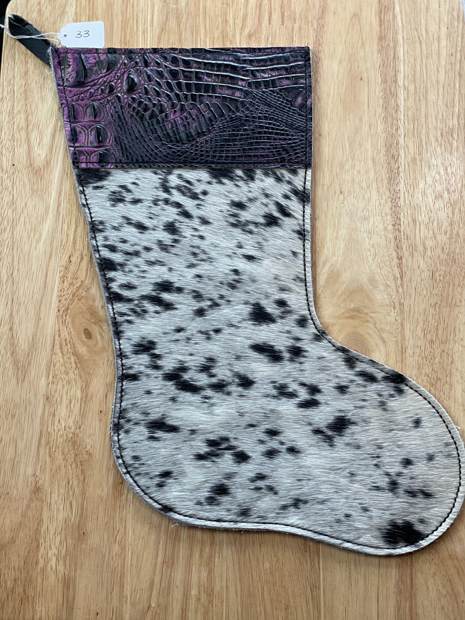 Cowhide and Leather Christmas Stocking #33