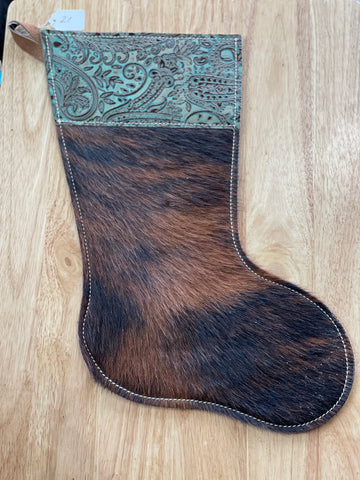Cowhide and Leather Christmas Stocking #21