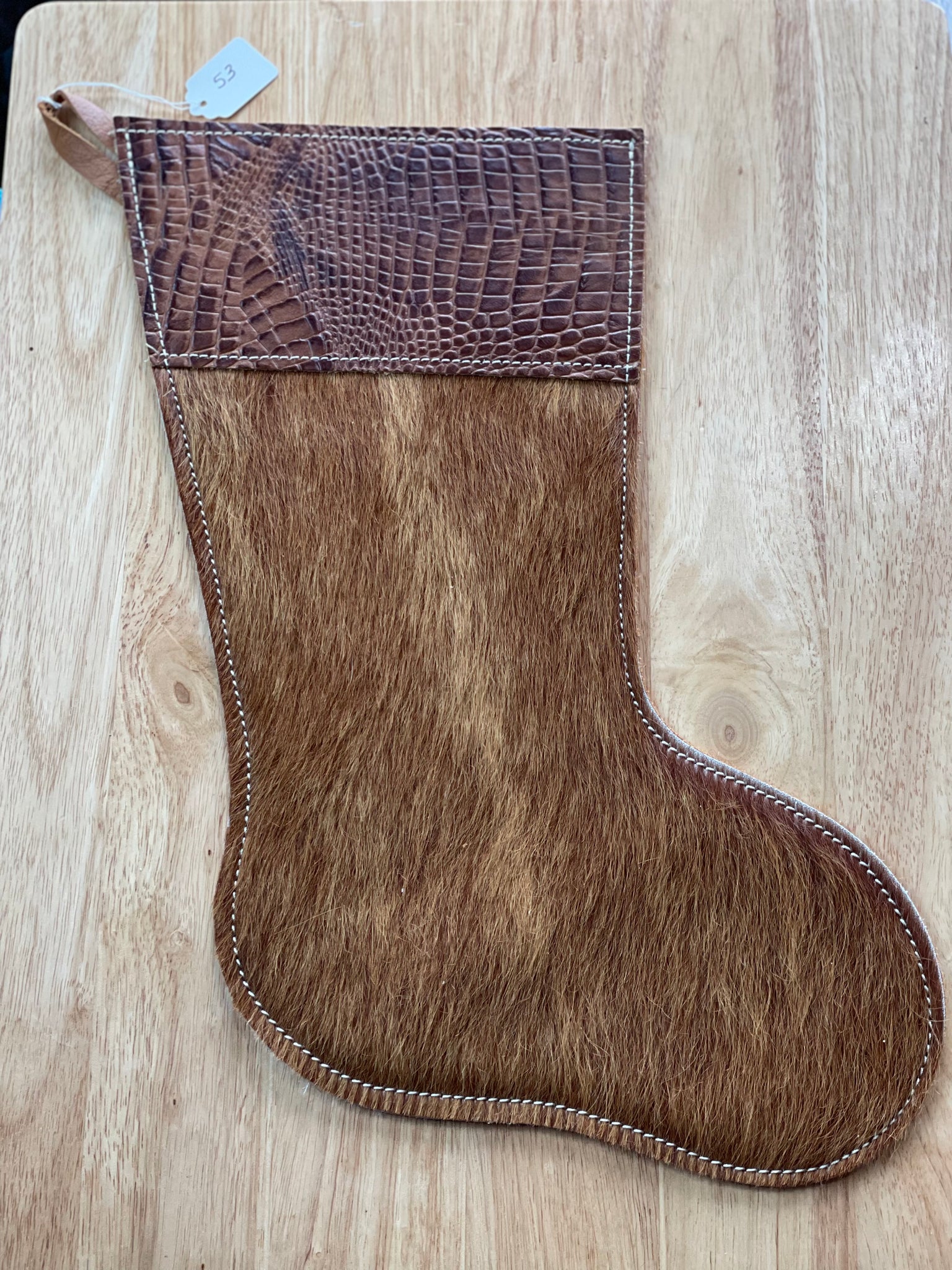 Cowhide and Leather Christmas Stocking #53