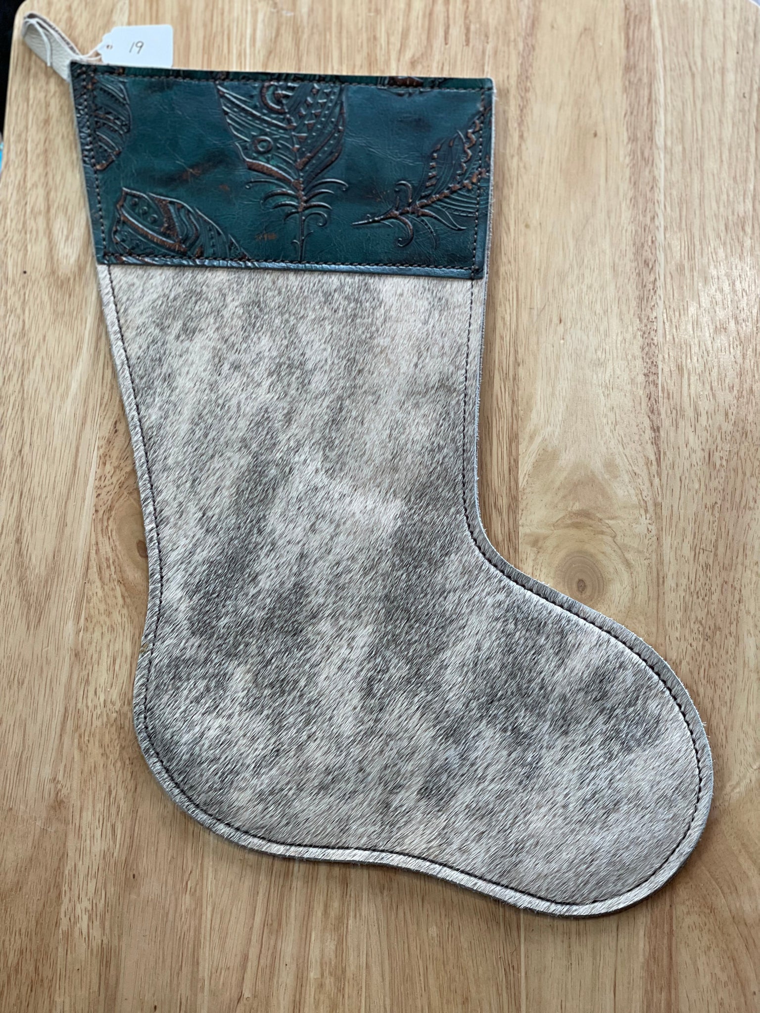 Cowhide and Leather Christmas Stocking #19
