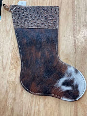 Cowhide and Leather Christmas Stocking #9