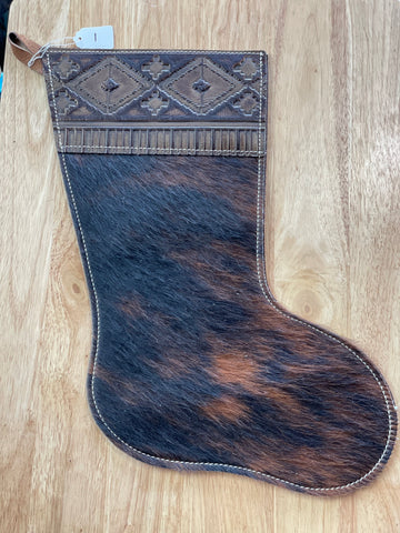 Cowhide and Leather Christmas Stocking #1