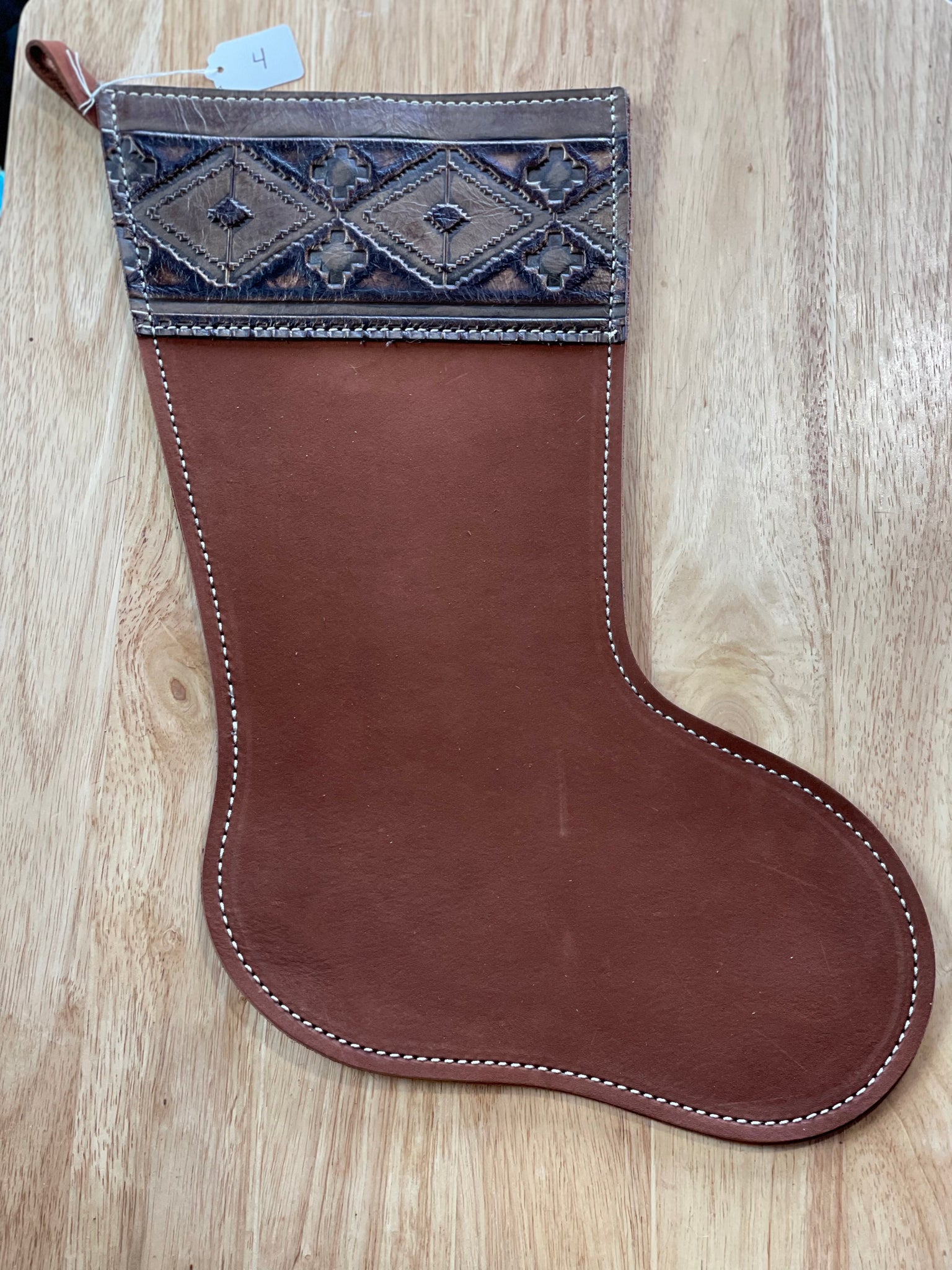 Cowhide and Leather Christmas Stocking #4