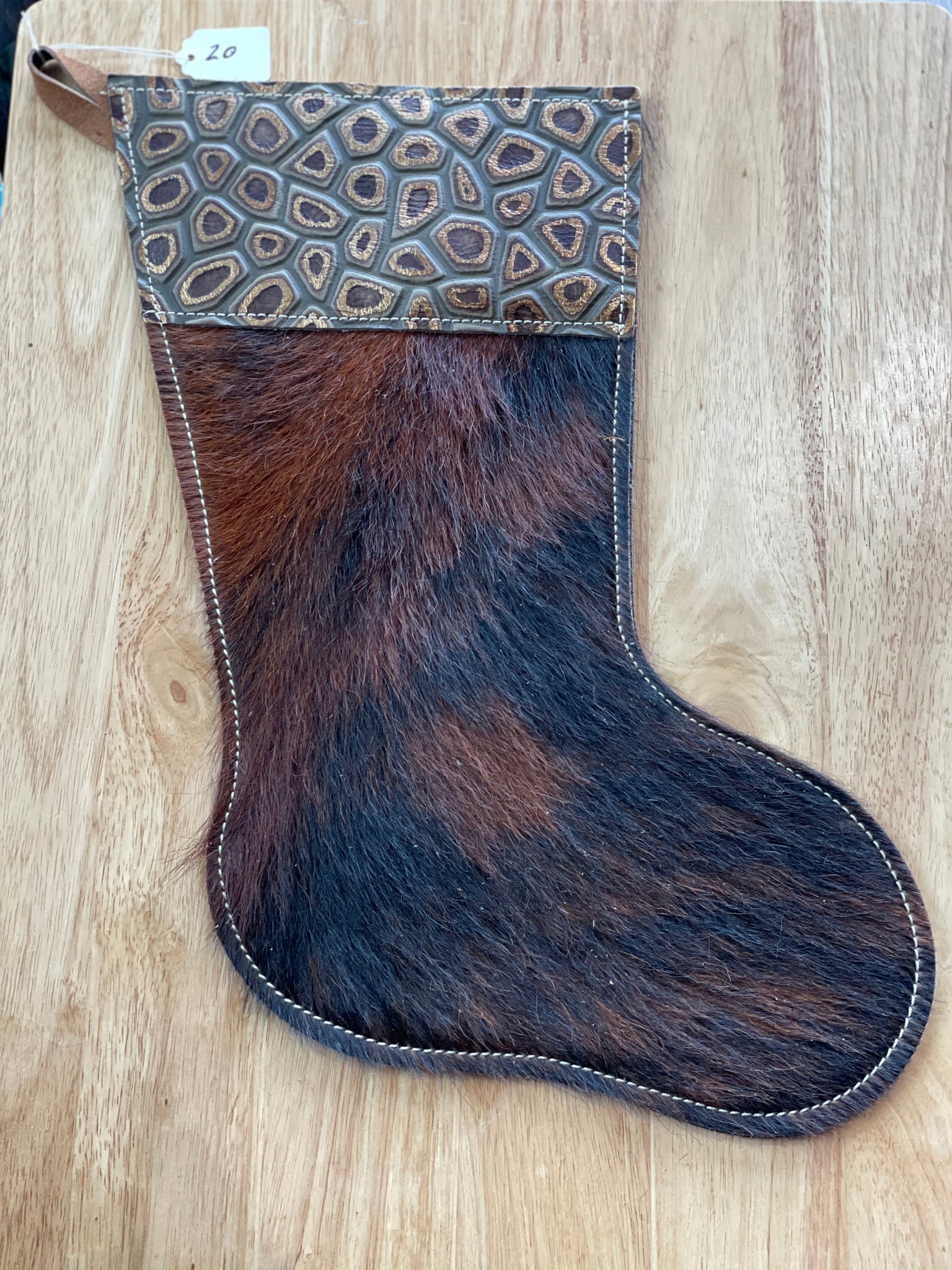 Cowhide and Leather Christmas Stocking #20