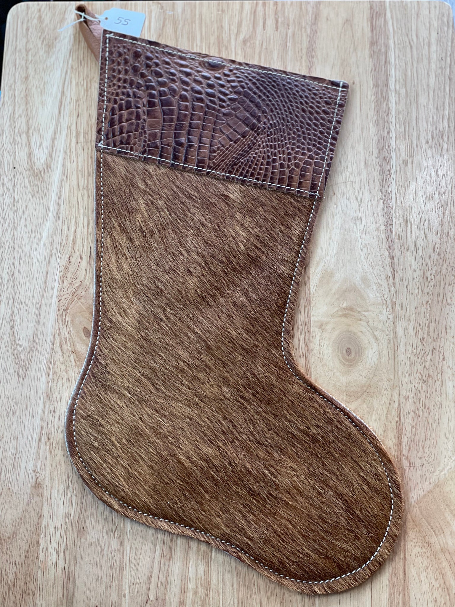 Cowhide and Leather Christmas Stocking #55