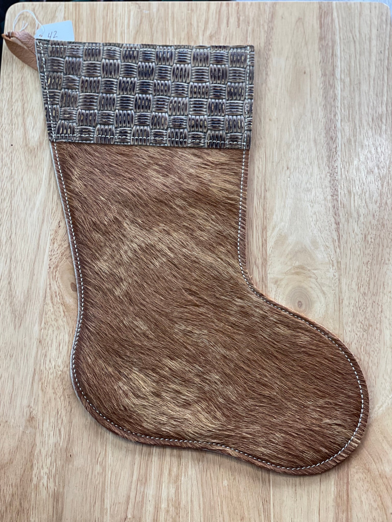 Cowhide and Leather Christmas Stocking #42