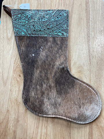 Cowhide and Leather Christmas Stocking #16