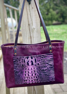 Amethyst Croc And Leather Everyday Tote