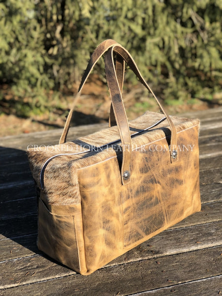 Custom Leather And Cowhide Carry-On Duffle Bag