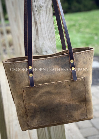 Distressed Brown Leather Everyday Tote