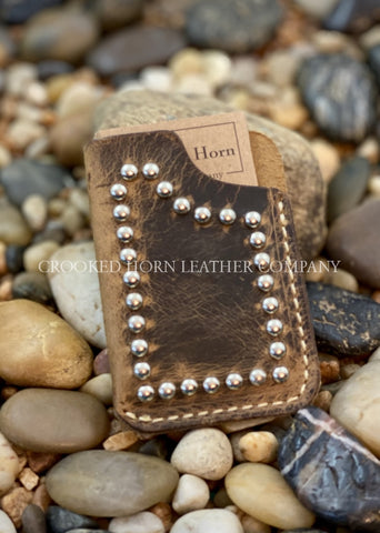 Leather Front Pocket Wallet With Hand-Set Spots