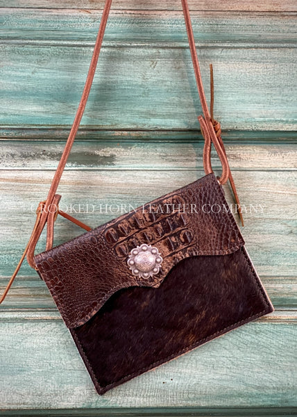 The Canyon Diablo Cross-Body In Chocolate Croc Leather Purse