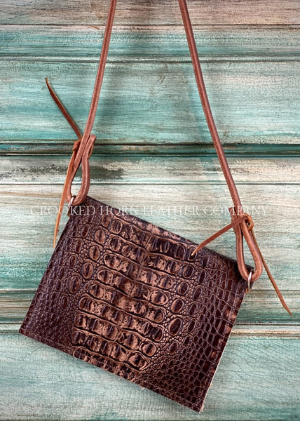 The Canyon Diablo Cross-Body In Chocolate Croc Leather Purse
