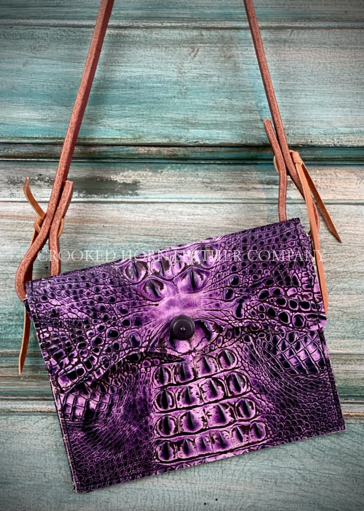 The Canyon Diablo Cross-Body In Purple Croc Leather Purse